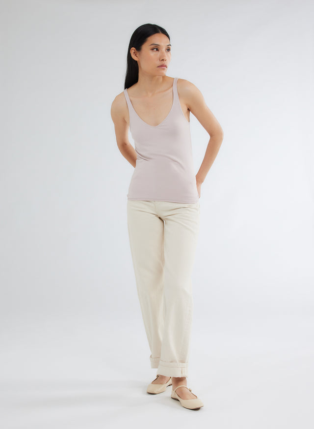 Majestic Filatures Débardeur Rose Col V En Viscose Et Élasthanne Viscose / Élasthanne