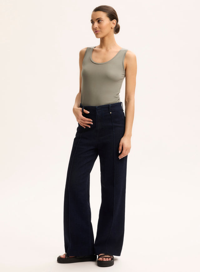 Majestic Filatures Débardeur Vert Col U En Viscose / Élasthanne Viscose / Élasthanne