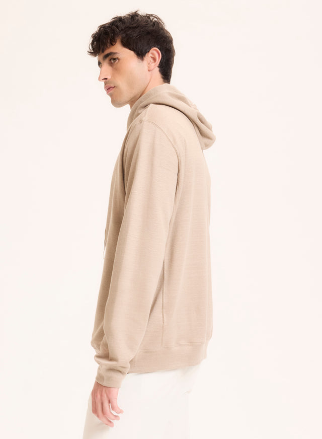 Majestic Filatures Gilet Beige Col Capuche Manches Longues En Lin / Coton Organique Lin / Coton Organique