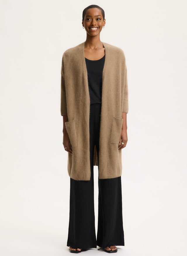 Majestic Filatures Gilet Beige Manches Longues Raccoon / Polyamide