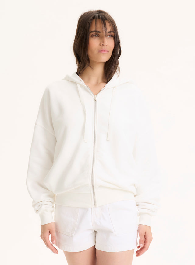 Majestic Filatures Gilet Blanc Col Rond Manches Longues En Coton Organique Coton Organique