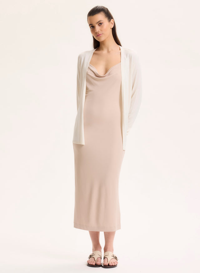 Majestic Filatures Gilet Blanc Col V Manches Longues En Soie / Viscose Soie / Viscose