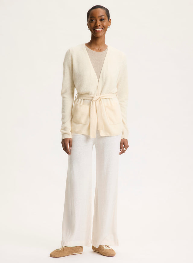 Majestic Filatures Gilet Blanc Col V Manches Longues Raccoon / Polyamide