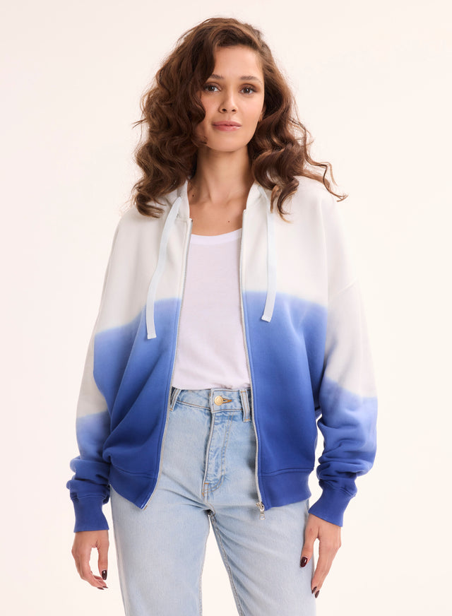 Majestic Filatures Gilet Bleu Col Rond Manches Longues En Coton Organique Coton Organique