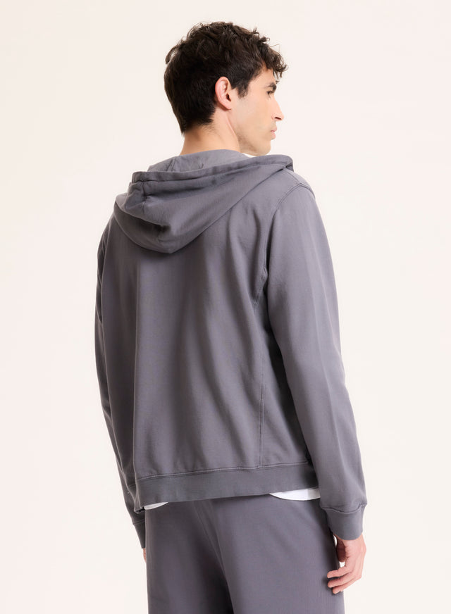 Majestic Filatures Gilet Gris Col Capuche Manches Longues En Coton Organique Coton Organique