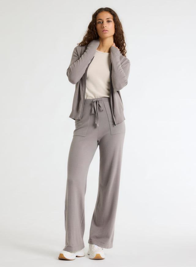 Majestic Filatures Gilet Gris Col Capuche Manches Longues En Coton Organique / Elasthanne Coton Organique / Elasthanne