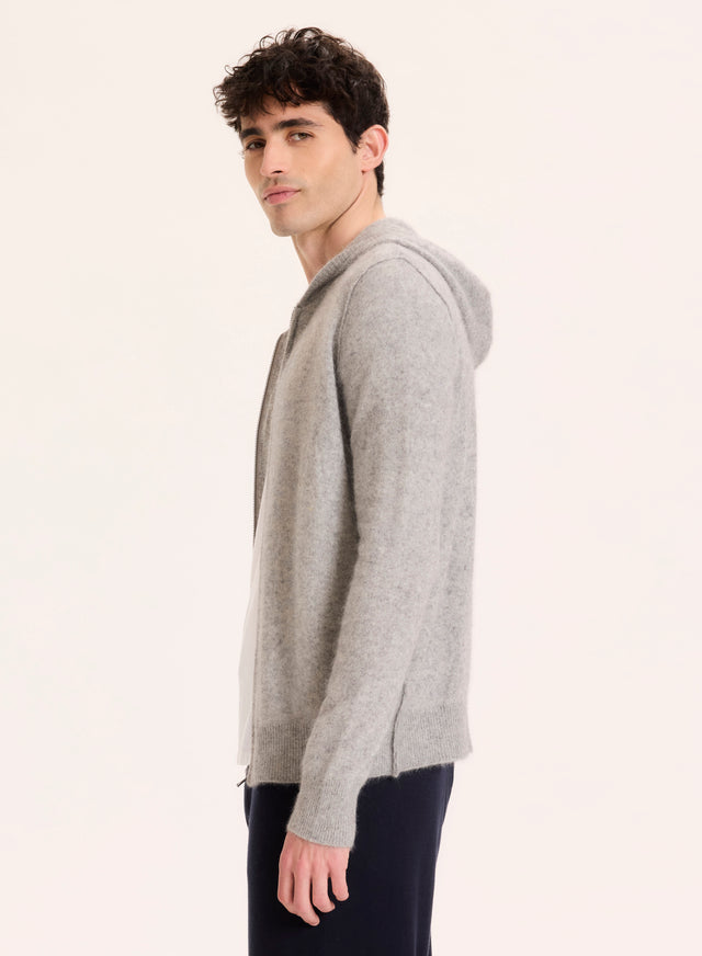 Majestic Filatures Gilet Gris Col Capuche Manches Longues En Raccoon / Polyamide Raccoon / Polyamide