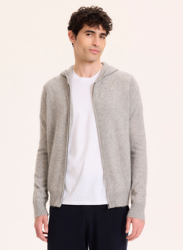 majestic filatures Gilet Gris Col Capuche Manches Longues en Raccoon / Polyamide Raccoon / Polyamide