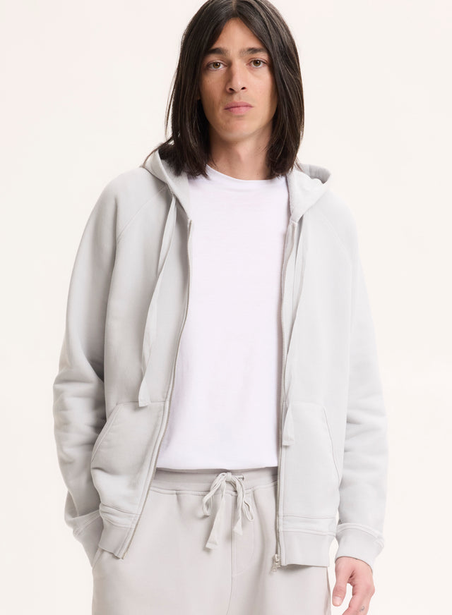 Majestic Filatures Gilet Gris Col Rond Manches Raglan Longues En Coton Organique Coton Organique