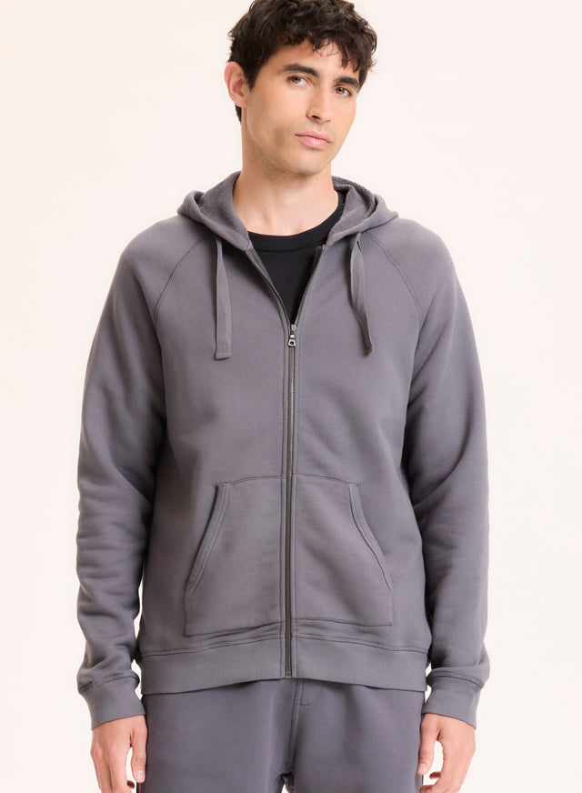 Majestic Filatures Gilet Gris Col Rond Manches Raglan Longues En Coton Organique Coton Organique