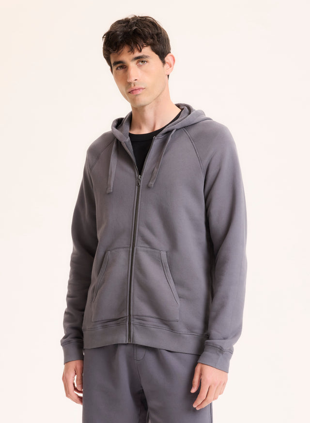 majestic filatures Gilet Gris Col Rond Manches Raglan longues en Coton organique Coton organique