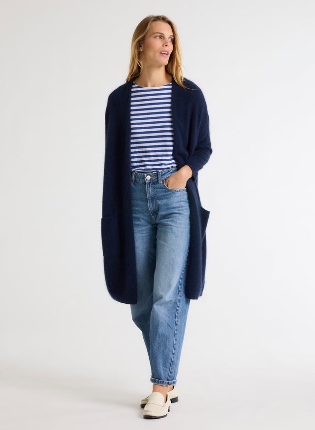 Majestic Filatures Gilet Marine Manches Longues En Raccoon / Polyamide Raccoon / Polyamide