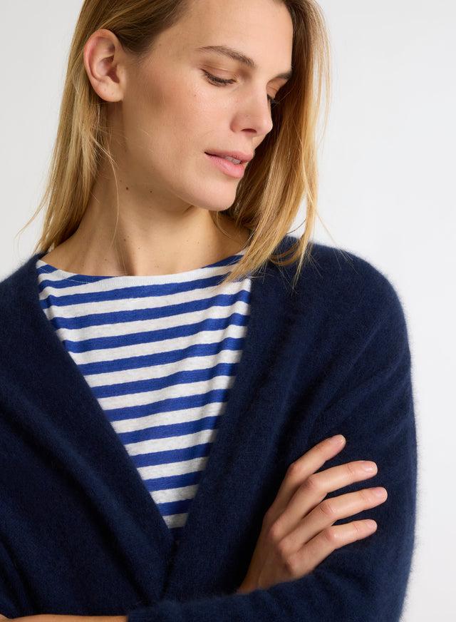 Majestic Filatures Gilet Marine Manches Longues En Raccoon / Polyamide Raccoon / Polyamide