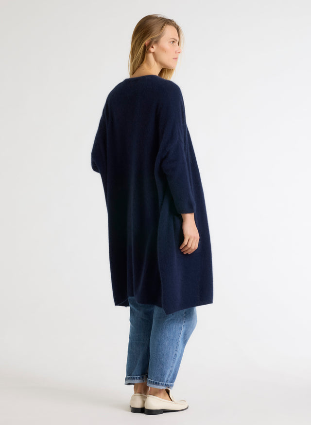 Majestic Filatures Gilet Marine Manches Longues En Raccoon / Polyamide Raccoon / Polyamide