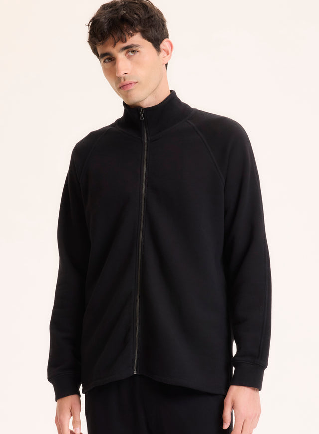 majestic filatures Gilet Noir Col Montant Manches Longues en Coton organique Coton organique