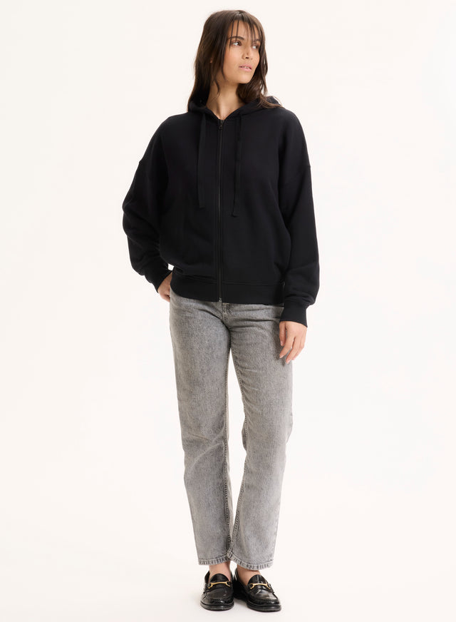 Majestic Filatures Gilet Noir Col Rond Manches Longues En Coton Organique Coton Organique