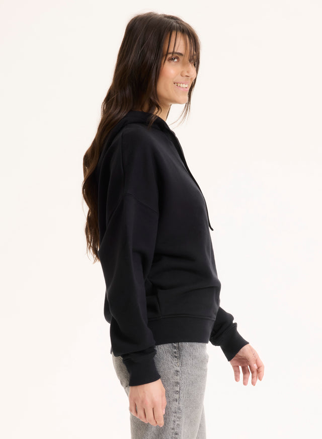 Majestic Filatures Gilet Noir Col Rond Manches Longues En Coton Organique Coton Organique