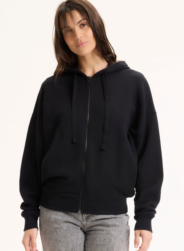 majestic filatures Gilet Noir Col Rond Manches Longues en Coton organique Coton organique