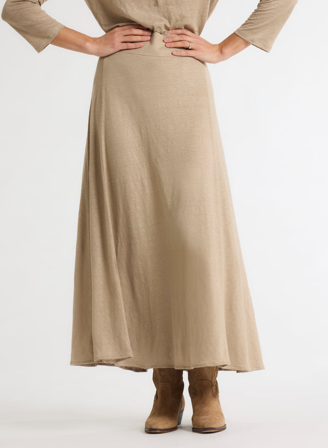Majestic Filatures Jupe Beige En Lin / Elasthanne Lin / Elasthanne