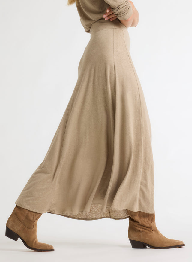Majestic Filatures Jupe Beige En Lin / Elasthanne Lin / Elasthanne