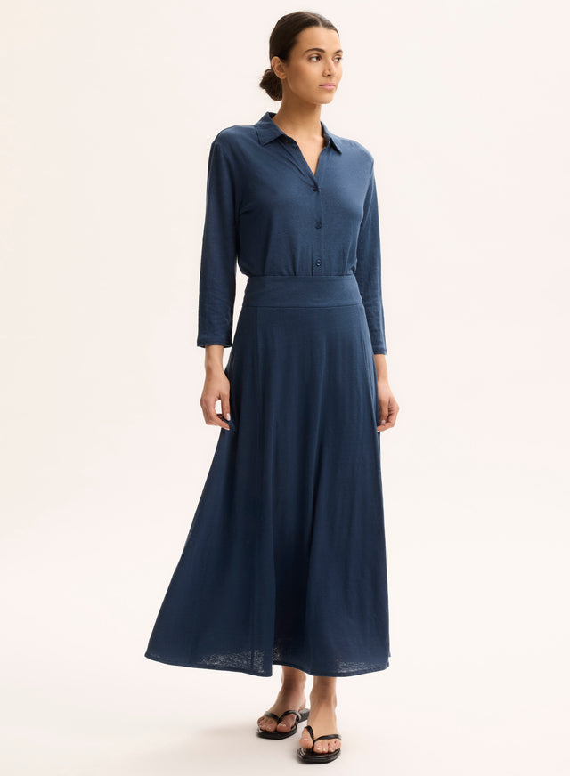 majestic filatures Jupe Bleue en Lin / Elasthanne Lin / Elasthanne