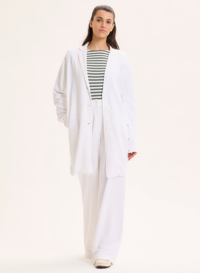 Majestic Filatures Manteau Blanc Col Veste Manches Longues En Lin / Coton Organique Lin / Coton Organique