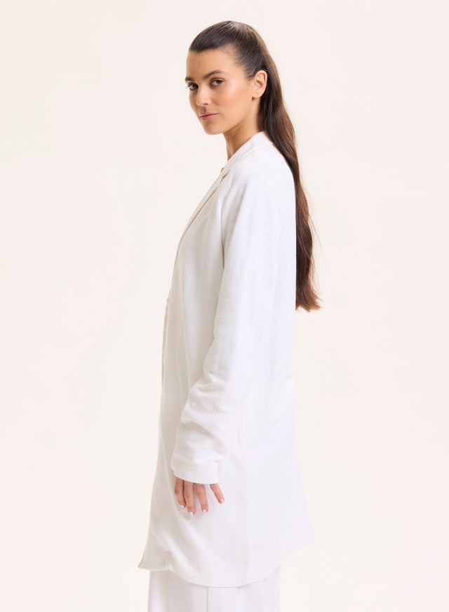 Majestic Filatures Manteau Blanc Col Veste Manches Longues En Lin / Coton Organique Lin / Coton Organique