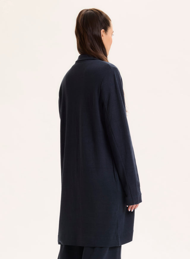 Majestic Filatures Manteau Marine Col Veste Manches Longues En Lin / Coton Organique Lin / Coton Organique