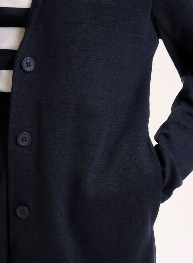 Majestic Filatures Manteau Marine Col Veste Manches Longues En Lin / Coton Organique Lin / Coton Organique