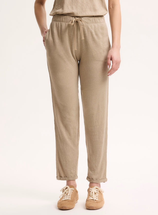 Majestic Filatures Pantalon Beige En Lin / Elasthanne Lin / Elasthanne