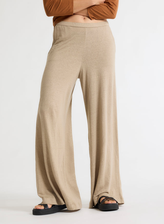 Majestic Filatures Pantalon Beige En Lin / Elasthanne Lin / Elasthanne