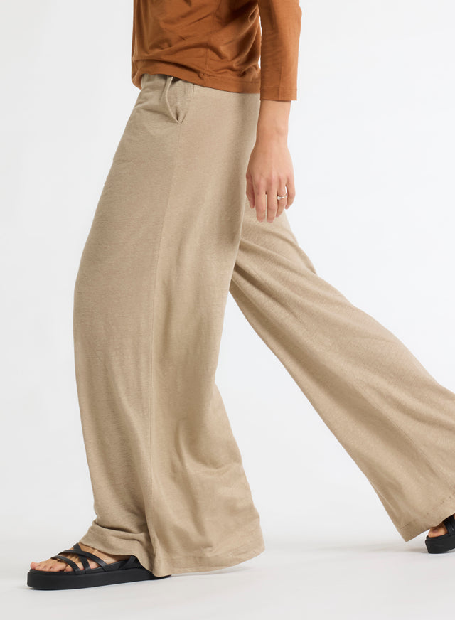 Majestic Filatures Pantalon Beige En Lin / Elasthanne Lin / Elasthanne