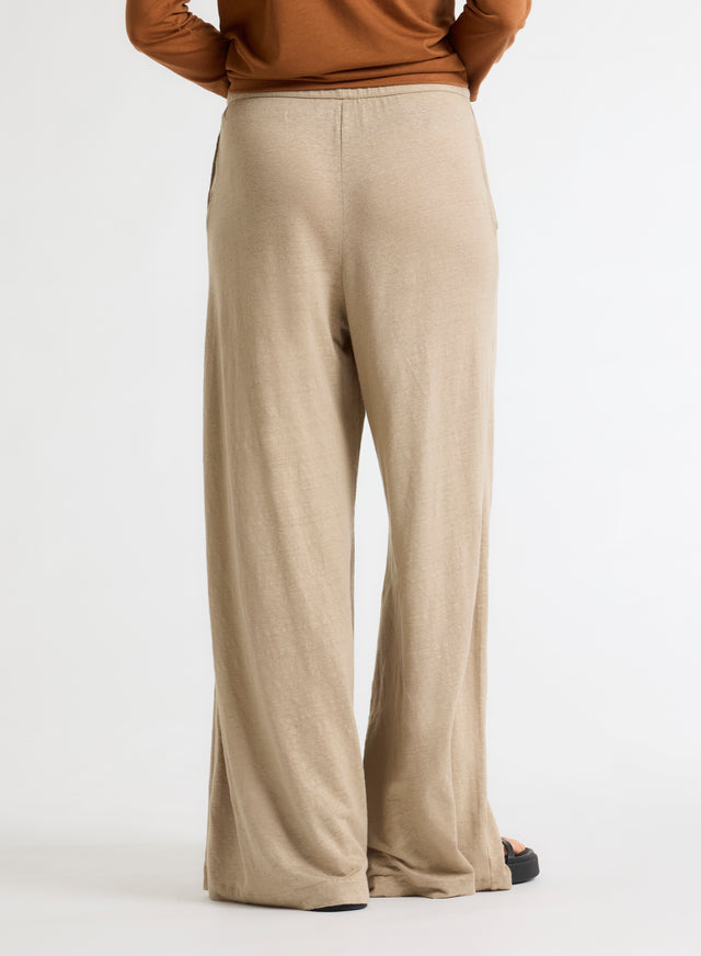 Majestic Filatures Pantalon Beige En Lin / Elasthanne Lin / Elasthanne