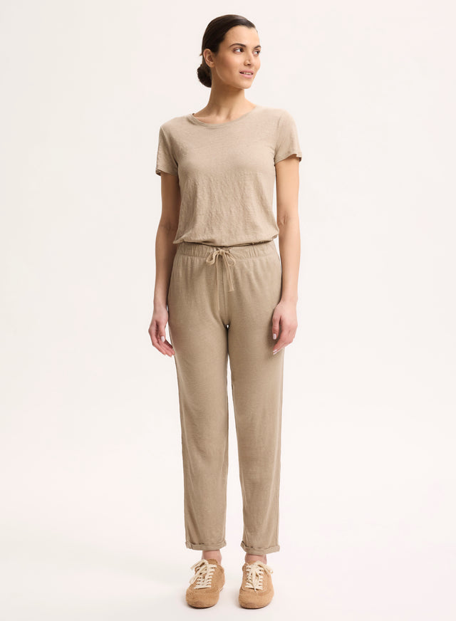 majestic filatures Pantalon Beige en Lin / Elasthanne Lin / Elasthanne