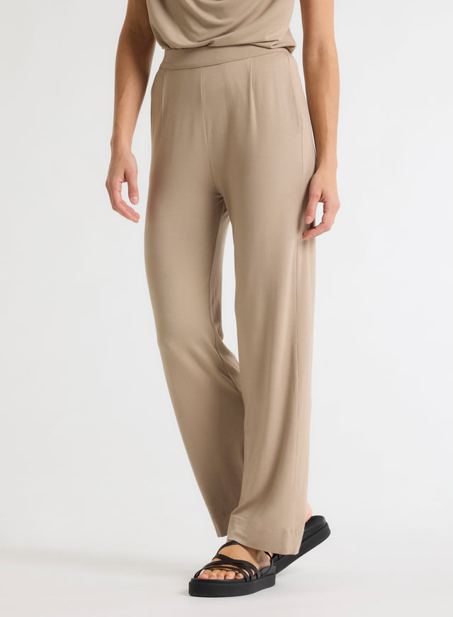 Majestic Filatures Pantalon Beige En Viscose / Élasthanne Viscose / Élasthanne