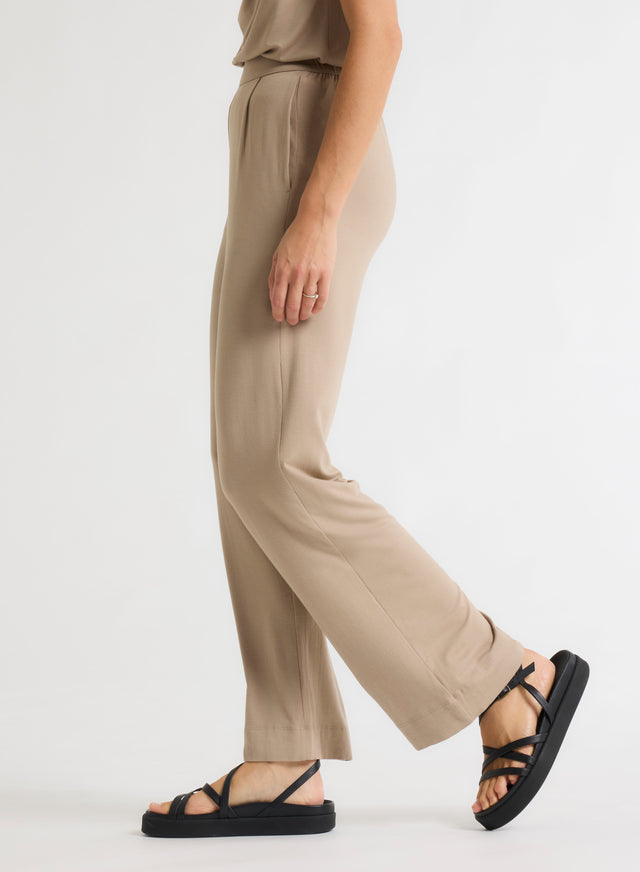 Majestic Filatures Pantalon Beige En Viscose / Élasthanne Viscose / Élasthanne