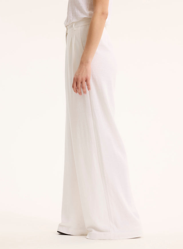 Majestic Filatures Pantalon Blanc En Lin / Coton Organique Lin / Coton Organique