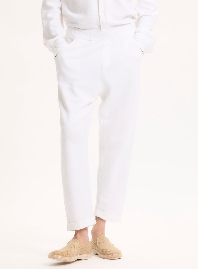 Majestic Filatures Pantalon Blanc En Lin / Coton Organique Lin / Coton Organique