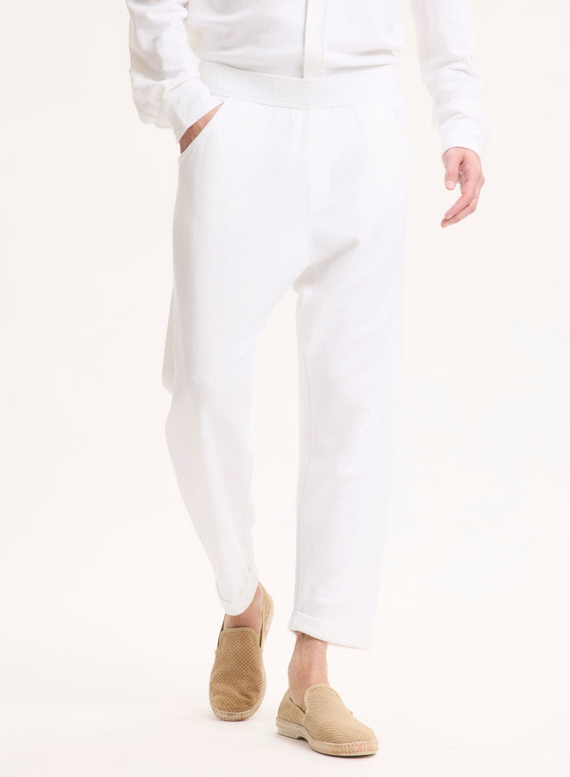 Majestic Filatures Pantalon Blanc En Lin / Coton Organique Lin / Coton Organique