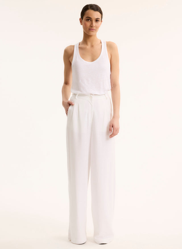 majestic filatures Pantalon Blanc en Lin / Coton organique Lin / Coton organique