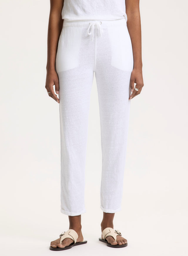Majestic Filatures Pantalon Blanc En Lin / Elasthanne Lin / Elasthanne