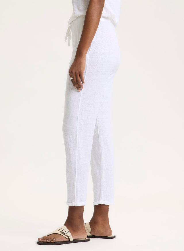 Majestic Filatures Pantalon Blanc En Lin / Elasthanne Lin / Elasthanne