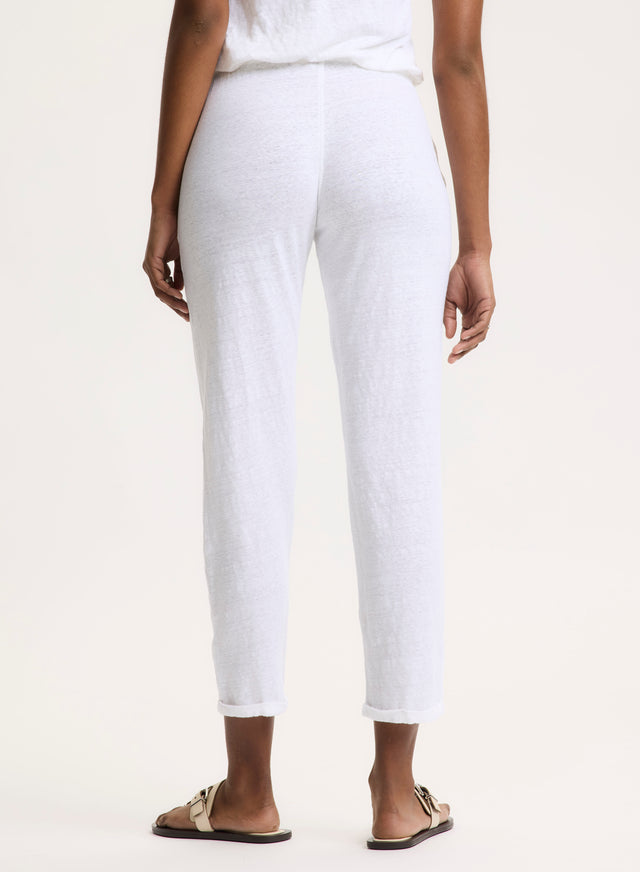 Majestic Filatures Pantalon Blanc En Lin / Elasthanne Lin / Elasthanne