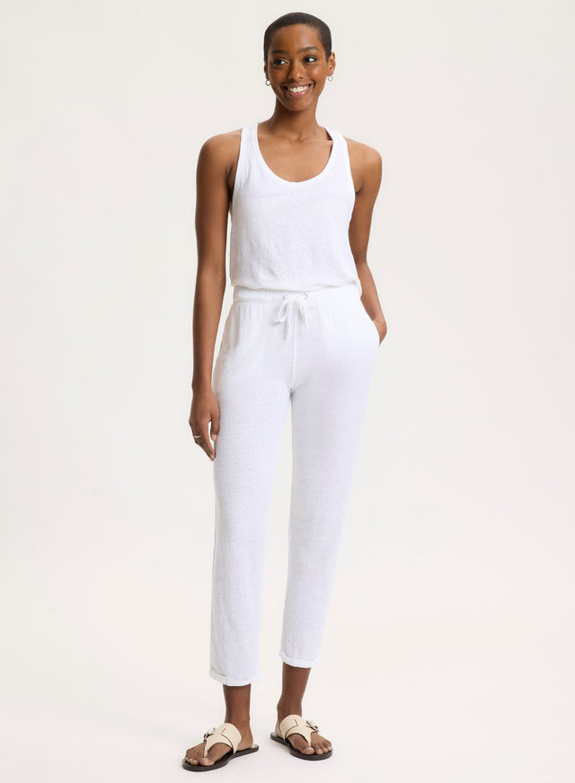majestic filatures Pantalon Blanc en Lin / Elasthanne Lin / Elasthanne