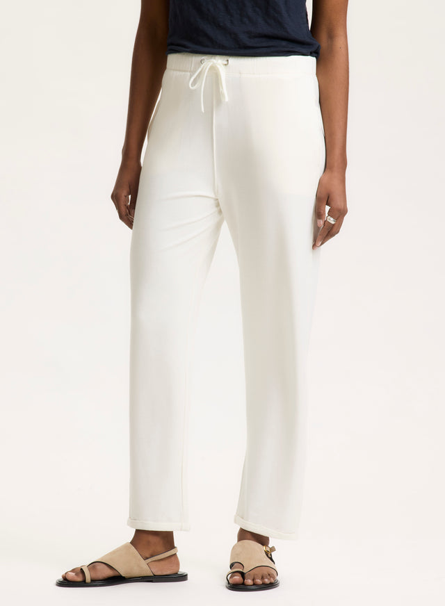 Majestic Filatures Pantalon Blanc En Viscose / Élasthanne Viscose / Élasthanne