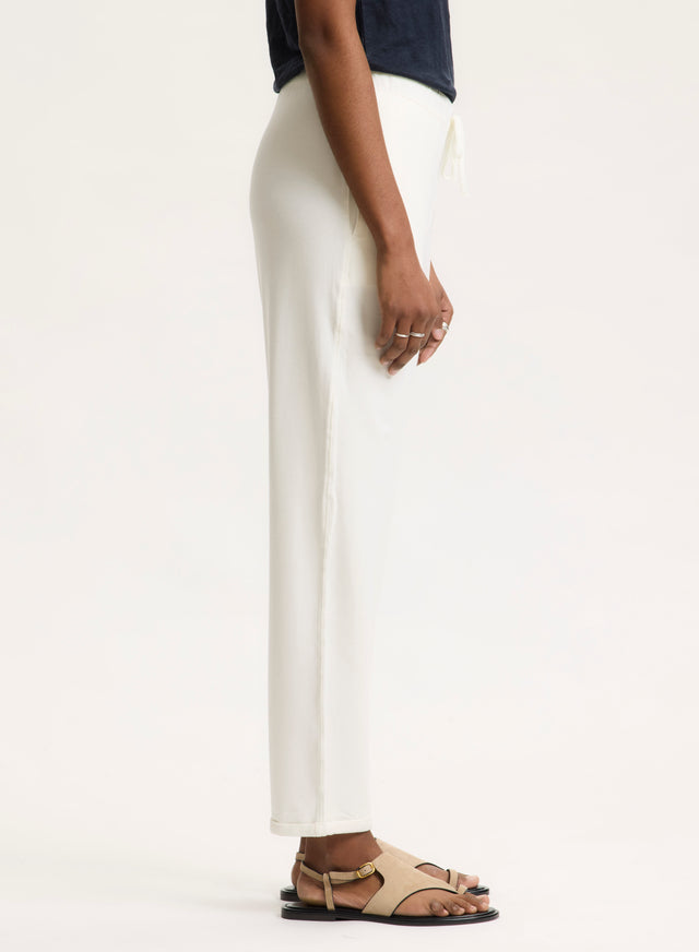 Majestic Filatures Pantalon Blanc En Viscose / Élasthanne Viscose / Élasthanne