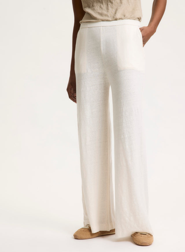 Majestic Filatures Pantalon Écru En Lin / Elasthanne Lin / Elasthanne