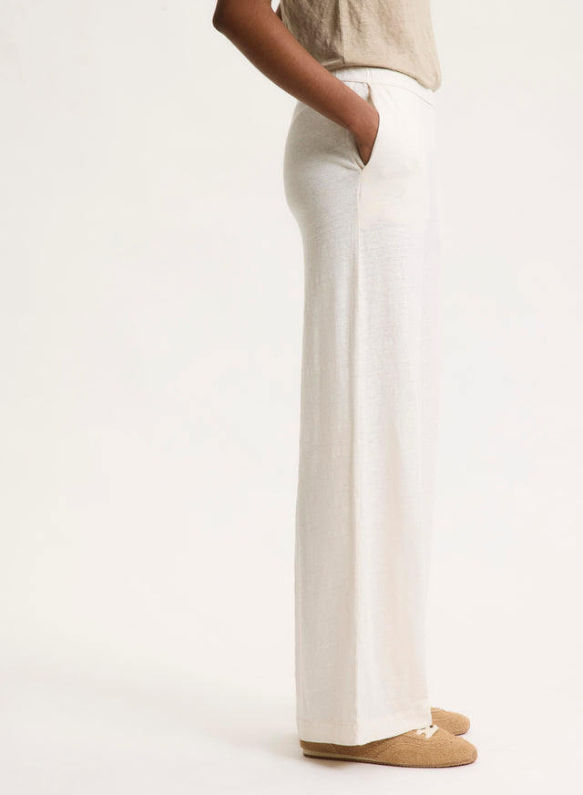 Majestic Filatures Pantalon Écru En Lin / Elasthanne Lin / Elasthanne