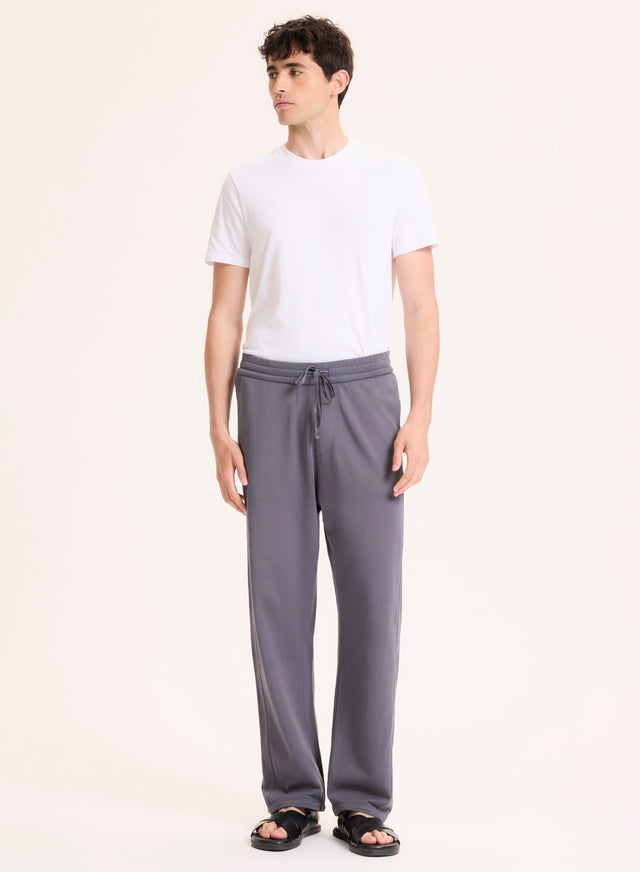Majestic Filatures Pantalon Gris En Coton Organique Coton Organique