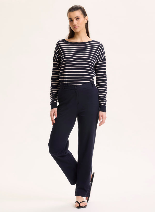 Majestic Filatures Pantalon Marine En Coton Organique Coton Organique